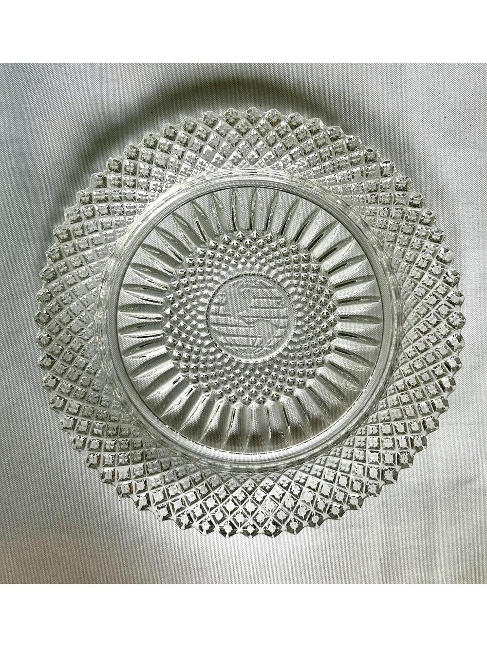 Box Of 4 Vtg Fostoria Avon 92nd Anniversary 7 3/4” Lead Crystal Plates 1978 AVON